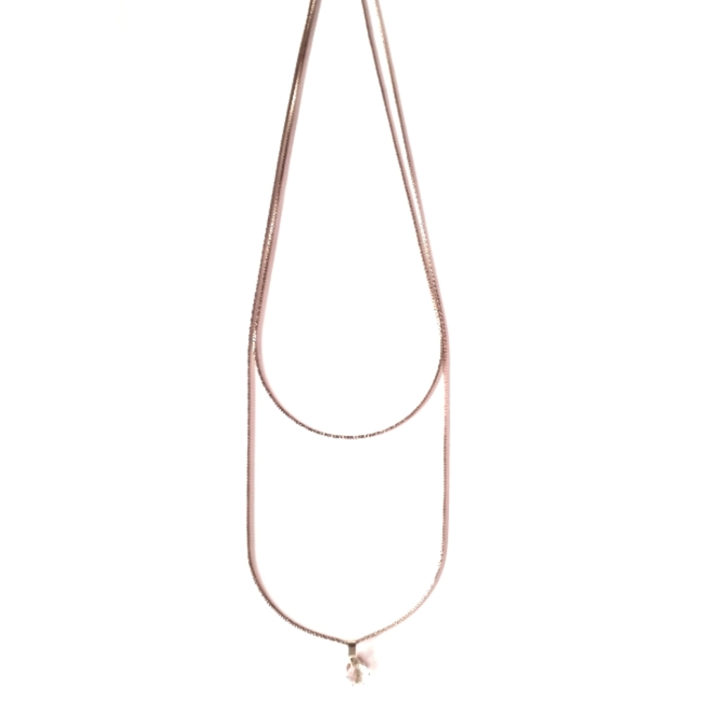 Double-strand gold diamond pendant statement necklace, long